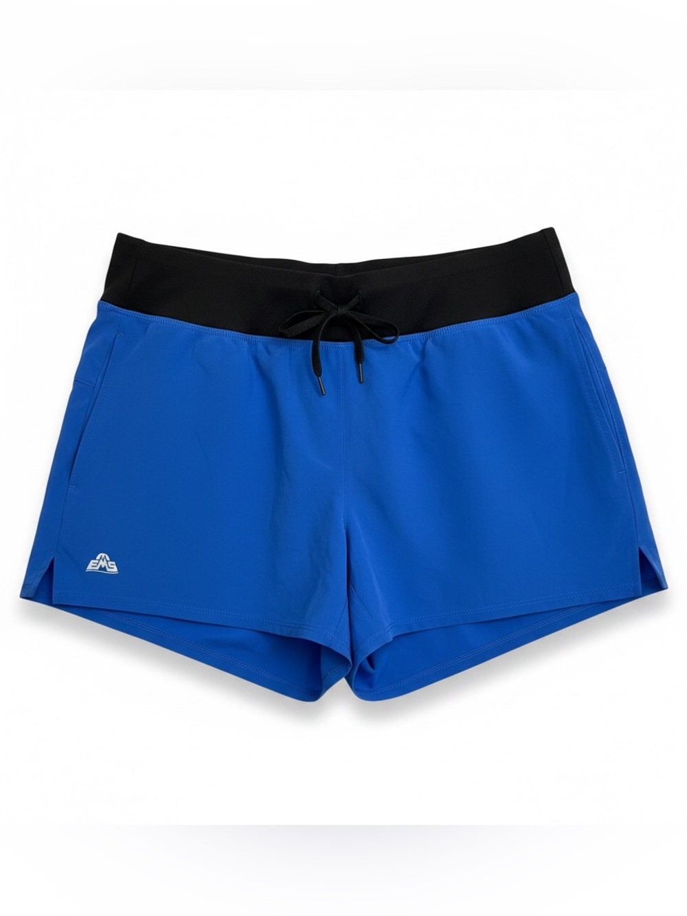 Women's Athletic Blue Running Shorts with Black Waistband - Picture 2 of 6
